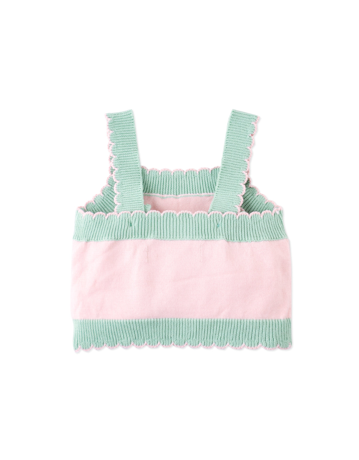 Full back catalog image of the Baby Rosé Combed Cotton Knit Top with Cross-Stitch Embroidery for kids from the Spring Summer collection of Gingersnaps Philippines, showcasing its classic knit silhouette and embroidered details.