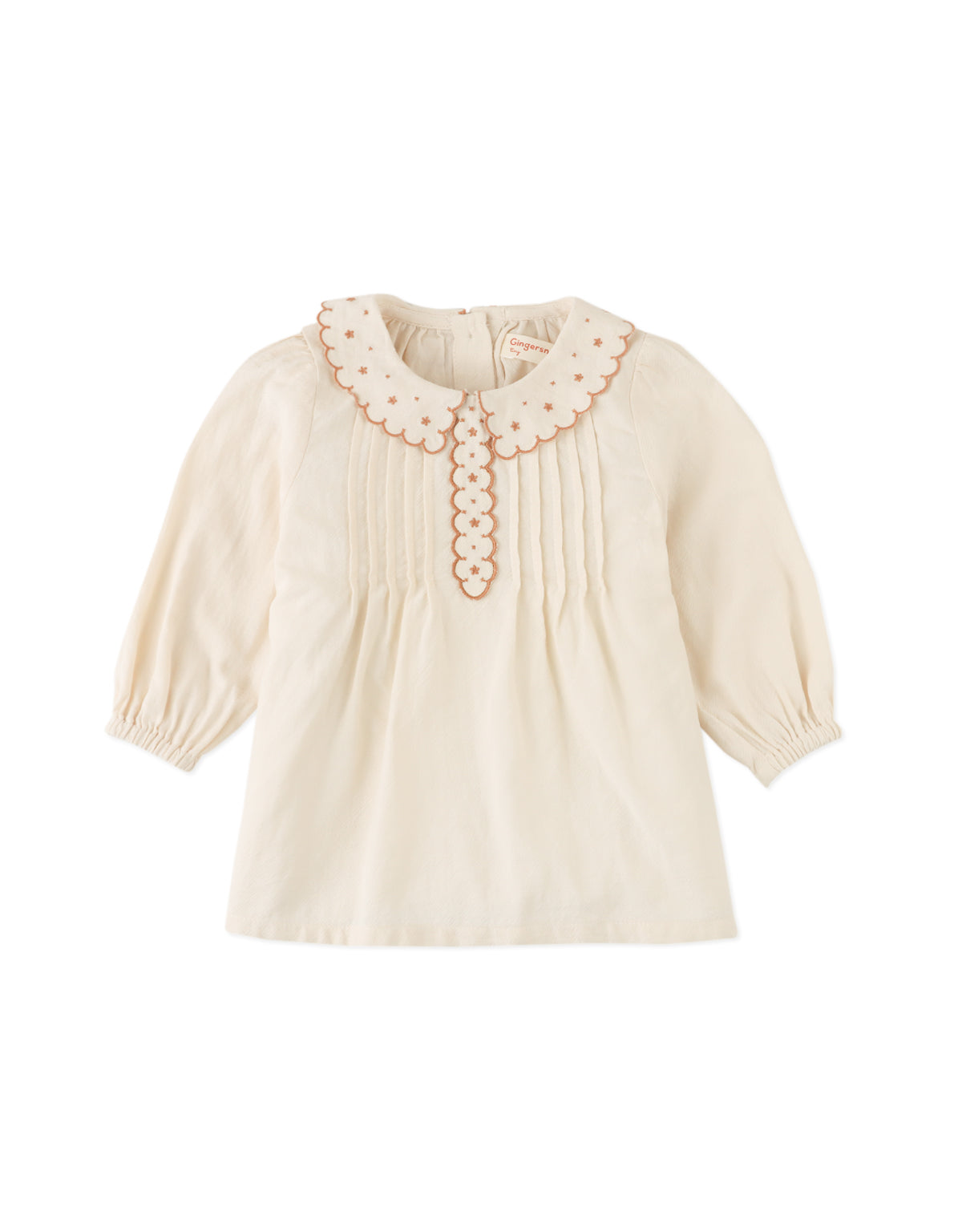BABY MABEL LONG SLEEVES BLOUSE EGGNOG WITH EMBROIDERY AND PINTUCK DETAILS