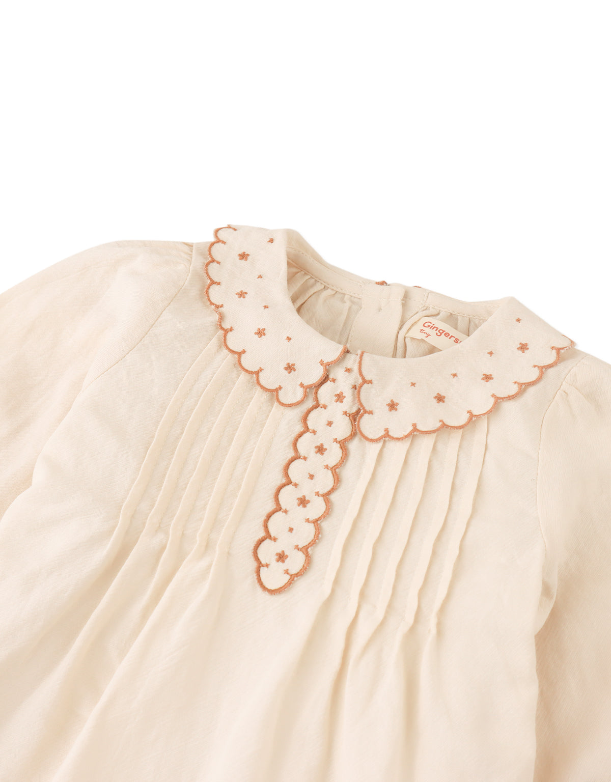 BABY MABEL LONG SLEEVES BLOUSE EGGNOG WITH EMBROIDERY AND PINTUCK DETAILS