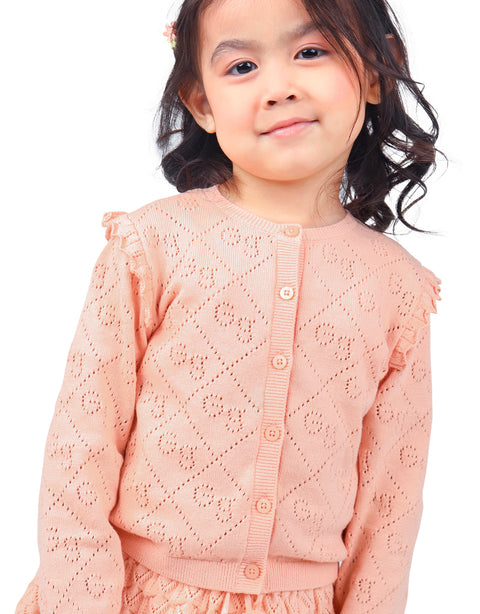 BABY GIRLS GS POINTELLE CARDI WITH RUFFLES