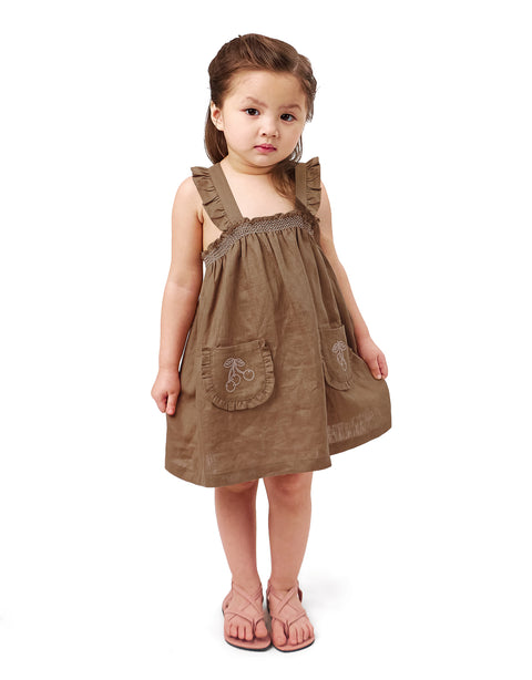 BABY GIRLS SWING DRESS WITH EMBROIDERY ON POCKETS