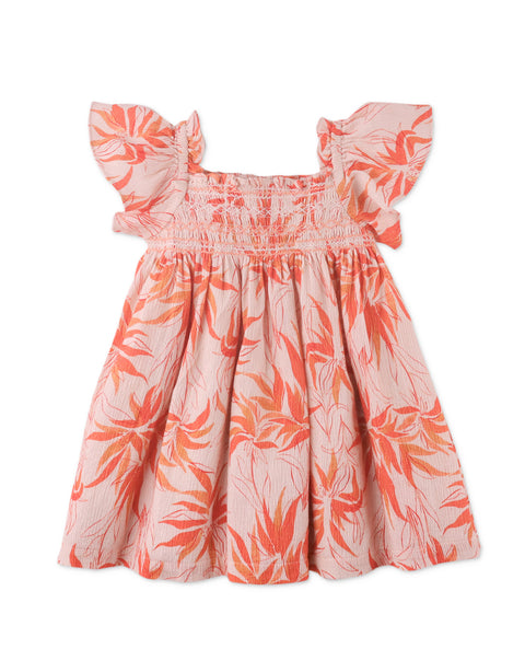 BABY LILLIAN DRESS IN FIRE FLORAL PRINT WITH SMOCKING