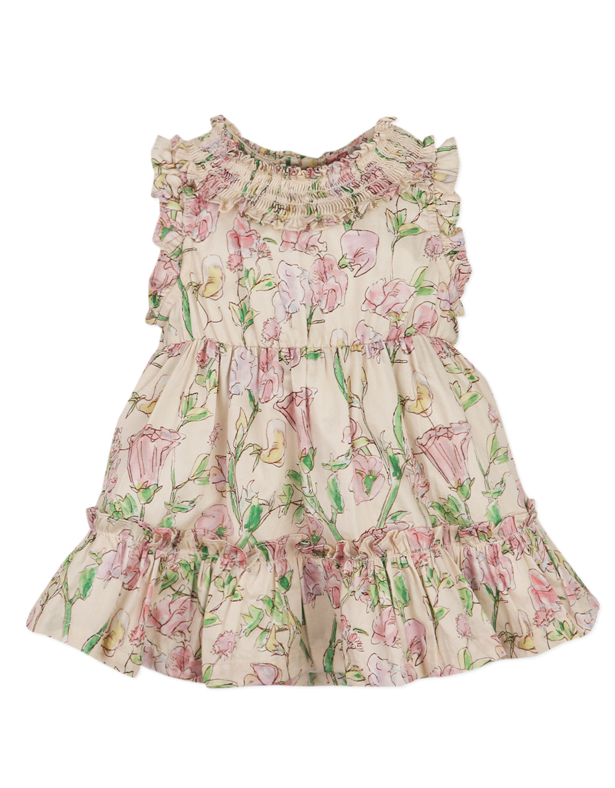 BABY KATERINA DRESS FLEUR WITH  SMOCKING DETAILS