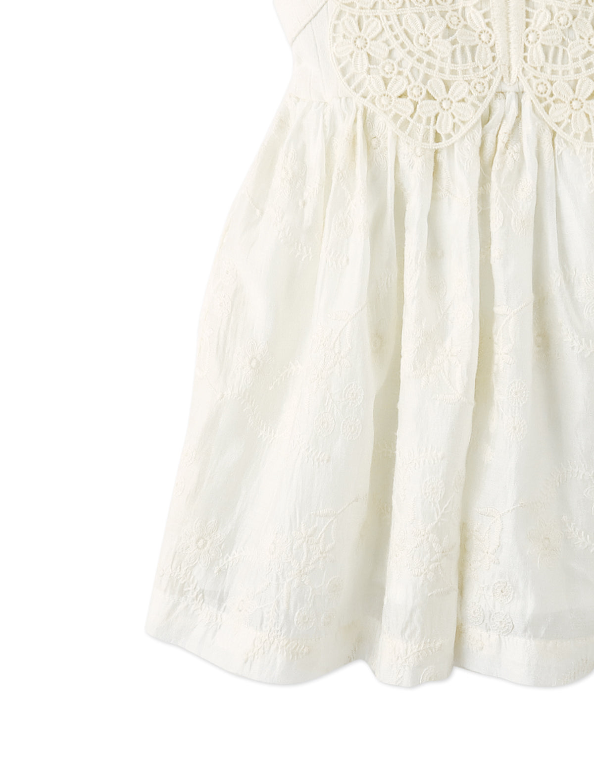 Flatlay front view of the Baby Gabrielle Eyelet Dress with eyelet fabric and appliqué detail from the Spring Summer collection of Filipino kids fashion brand Gingersnaps Philippines.