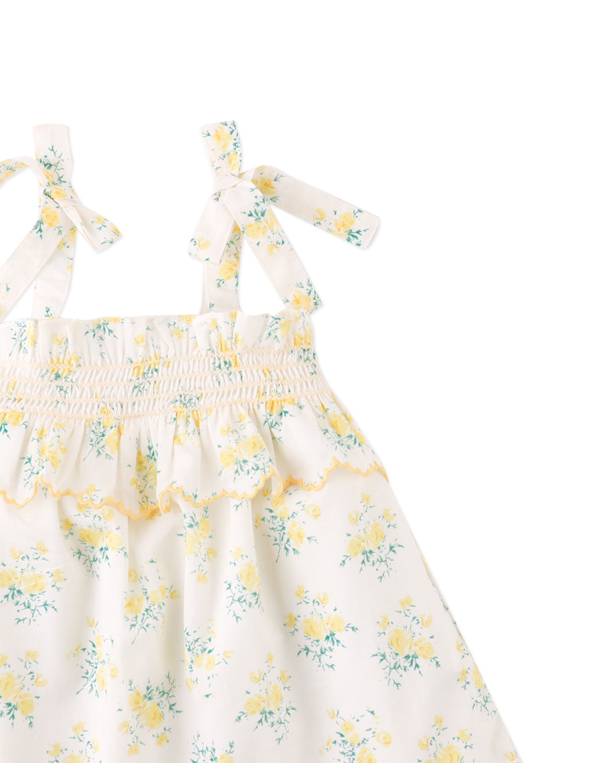 Full front catalog image of the Baby Katie Embroidered Tiered Dress with Tie Straps for infant girls, a tiered embroidered dress from the Spring Summer collection of Gingersnaps Philippines.