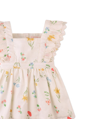 Full front catalog image of the Baby Chisa Dress with Embroidered Petal Ruffle Sleeves for infant girls, an embroidered dress with ruffled sleeves from the Spring Summer collection of Gingersnaps Philippines.