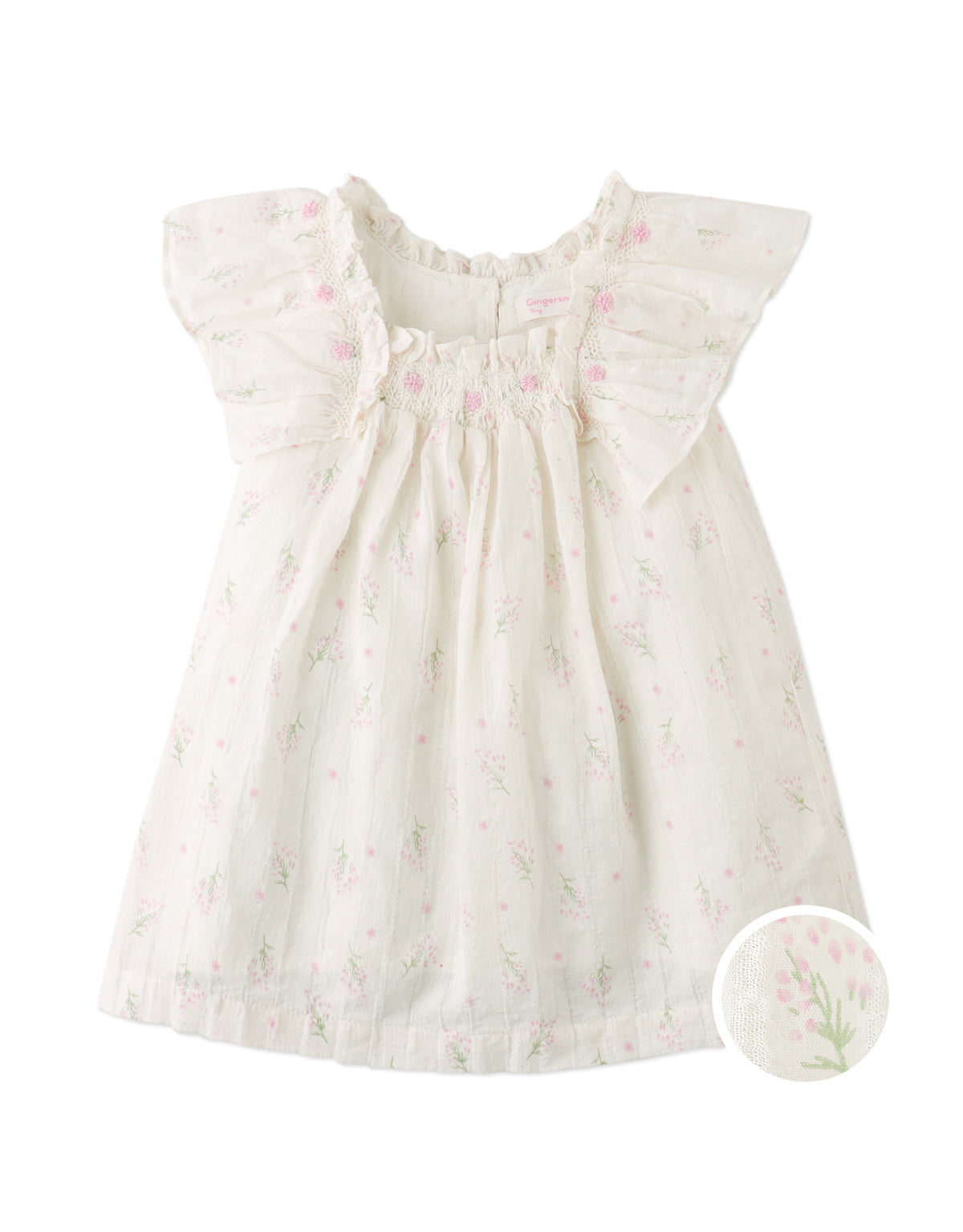 Baby Maia Embroidered Motif Dress with Smocking