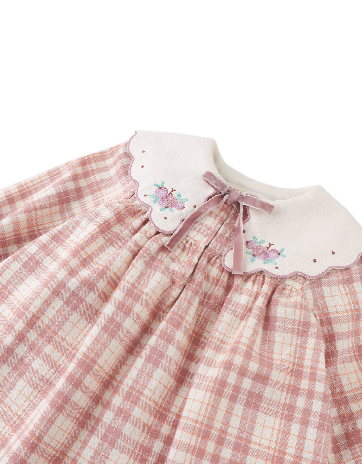 BABY  CAROLINA LONG SLEEVES DRESS ACKERMANN WITH EMBROIDERED COLLAR & TIE ACCENTS