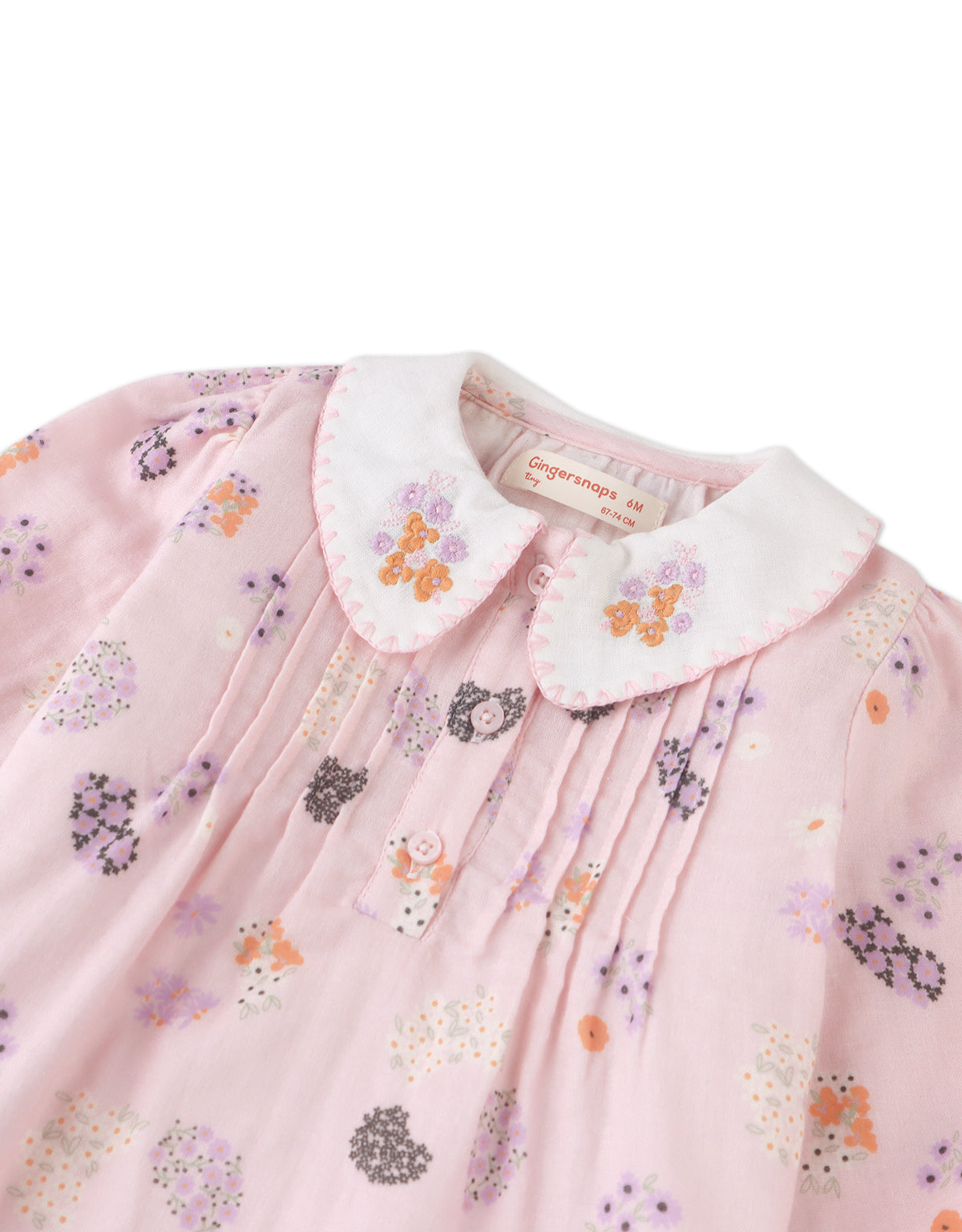 BABY  INGRID LONG SLEEVES DRESS PURPLEFIELD EMBROIDERED COLLAR