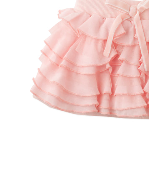 BABY WILMA TIERED SKORTS WITH RIBBED WAISTBAND