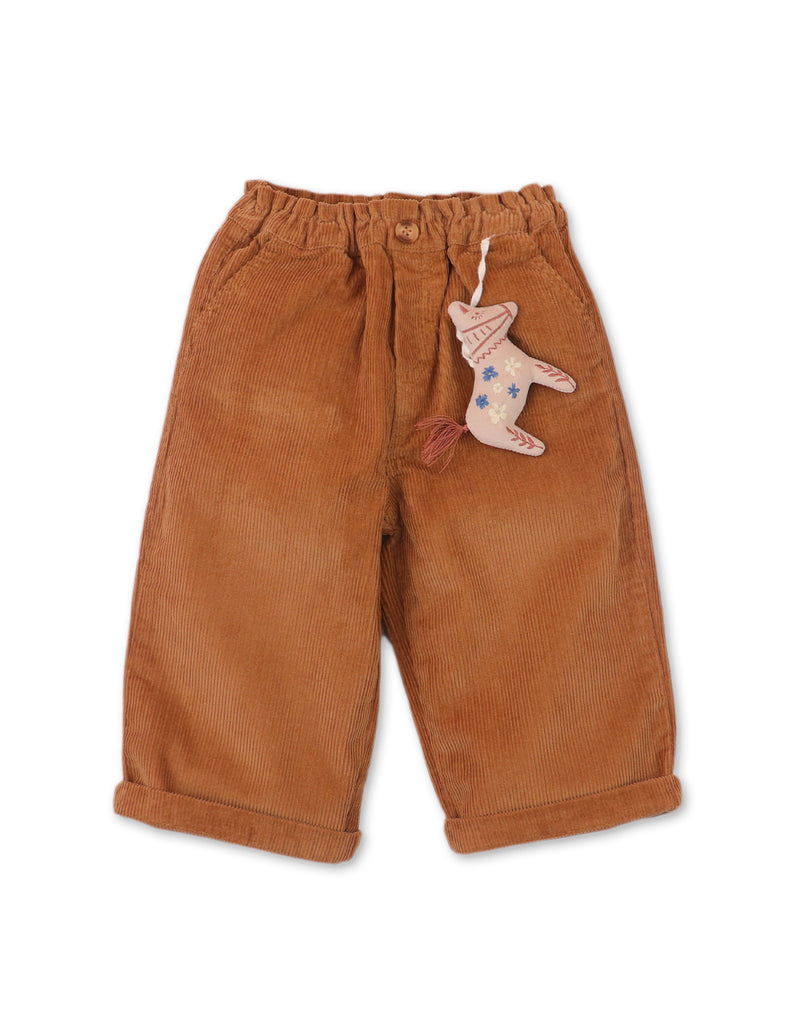 BABY GIRLS PULL ON CORD PANTS WITH LITTLE HORSE PLUSH TOY