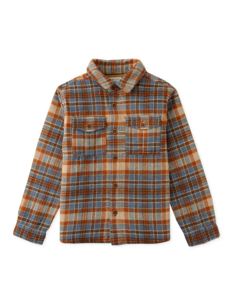 BOYS PLAID WOOL BLEND SHACKET