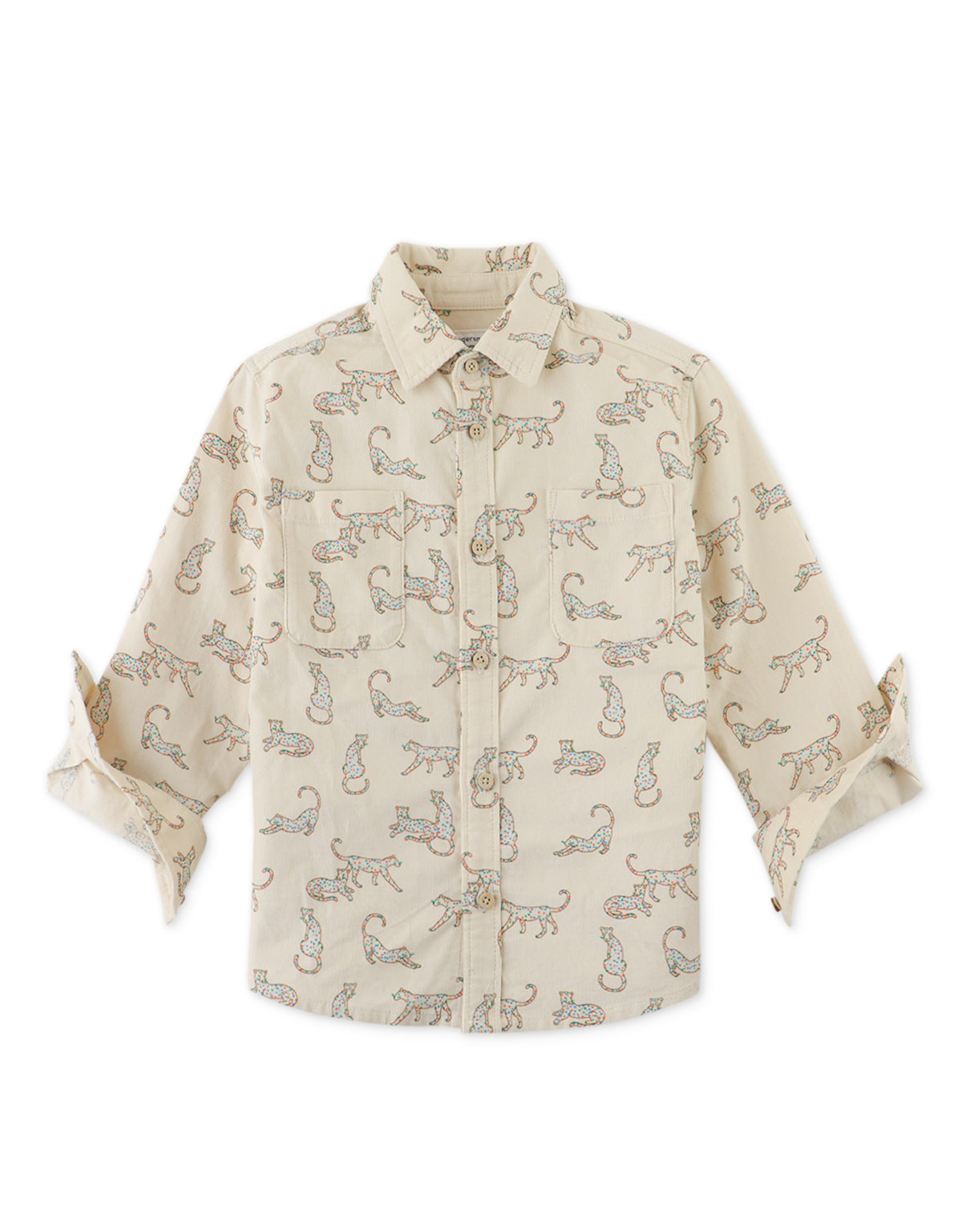 BOYS LEOPARD PRINT FINE CORD SHIRT