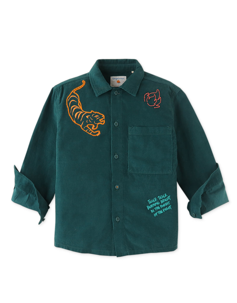 BOYS TIGER EMBROIDERED WOVEN SHIRT