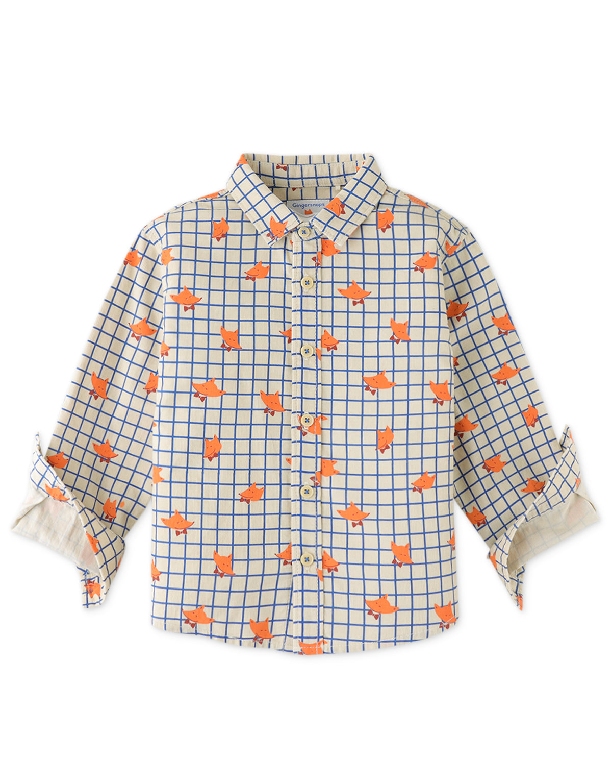 BOYS FOX GRID PRINT SHIRT