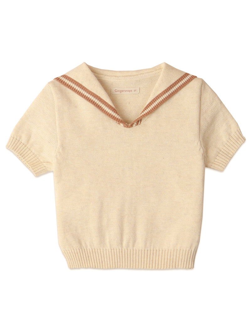 GIRLS SAILOR COLLAR FULL FASHIONED KNITTED TOP