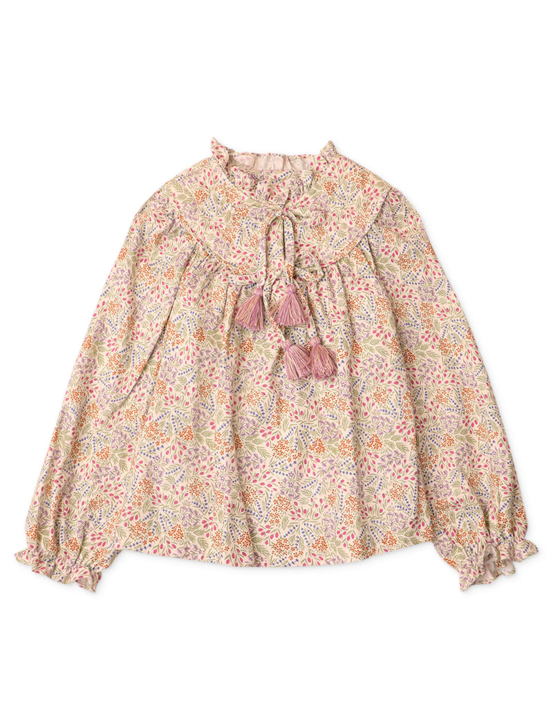 GIRLS ALL OVER PRINT PEASANT BLOUSE