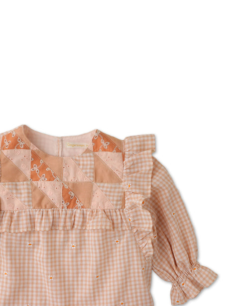 GIRLS BLOUSE WITH PATCHWORK BODICE