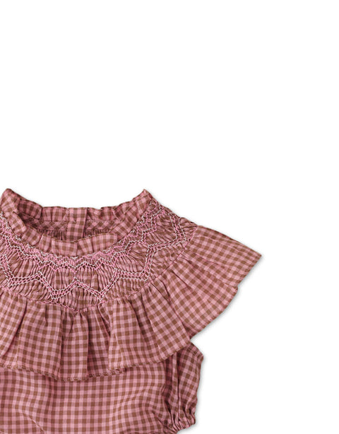 GIRLS GINGHAM TOP WITH SIDE CUT OUTS