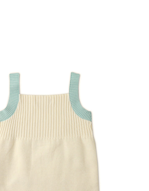 GIRLS KNITTED PINAFORE DRESS WITH CONTRAST STRAPS