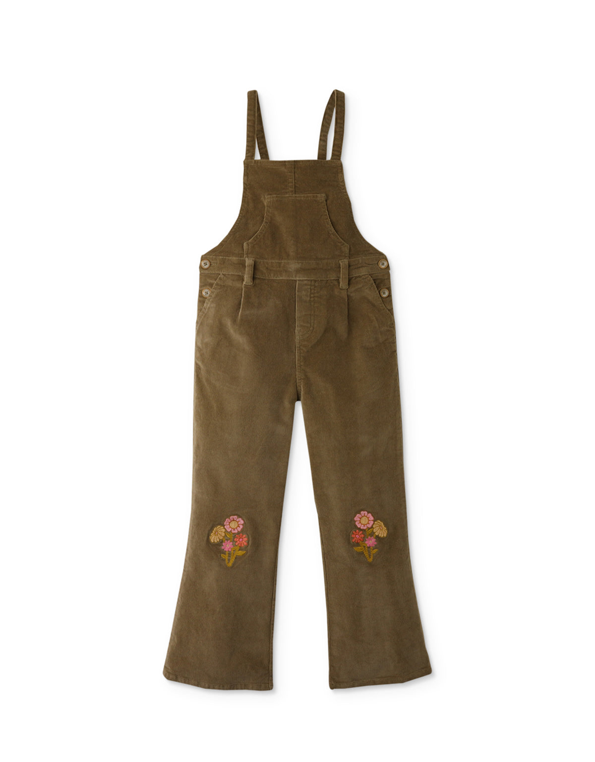 GIRLS JUMPSUIT WITH KANGAROO POCKET AND FLORAL EMBRO