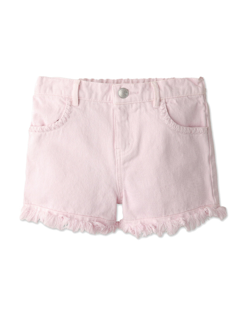 GIRLS DENIM SHORTS WITH FRAY FRINGE