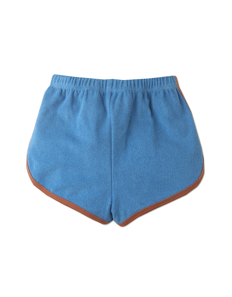 GIRLS TERRY TOWEL DOLPHIN SHORTS WITH CONTRAST BINDING