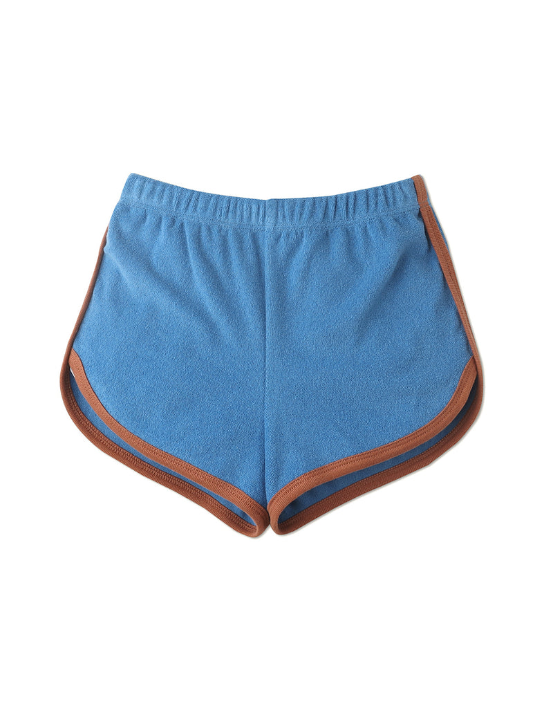 GIRLS TERRY TOWEL DOLPHIN SHORTS WITH CONTRAST BINDING