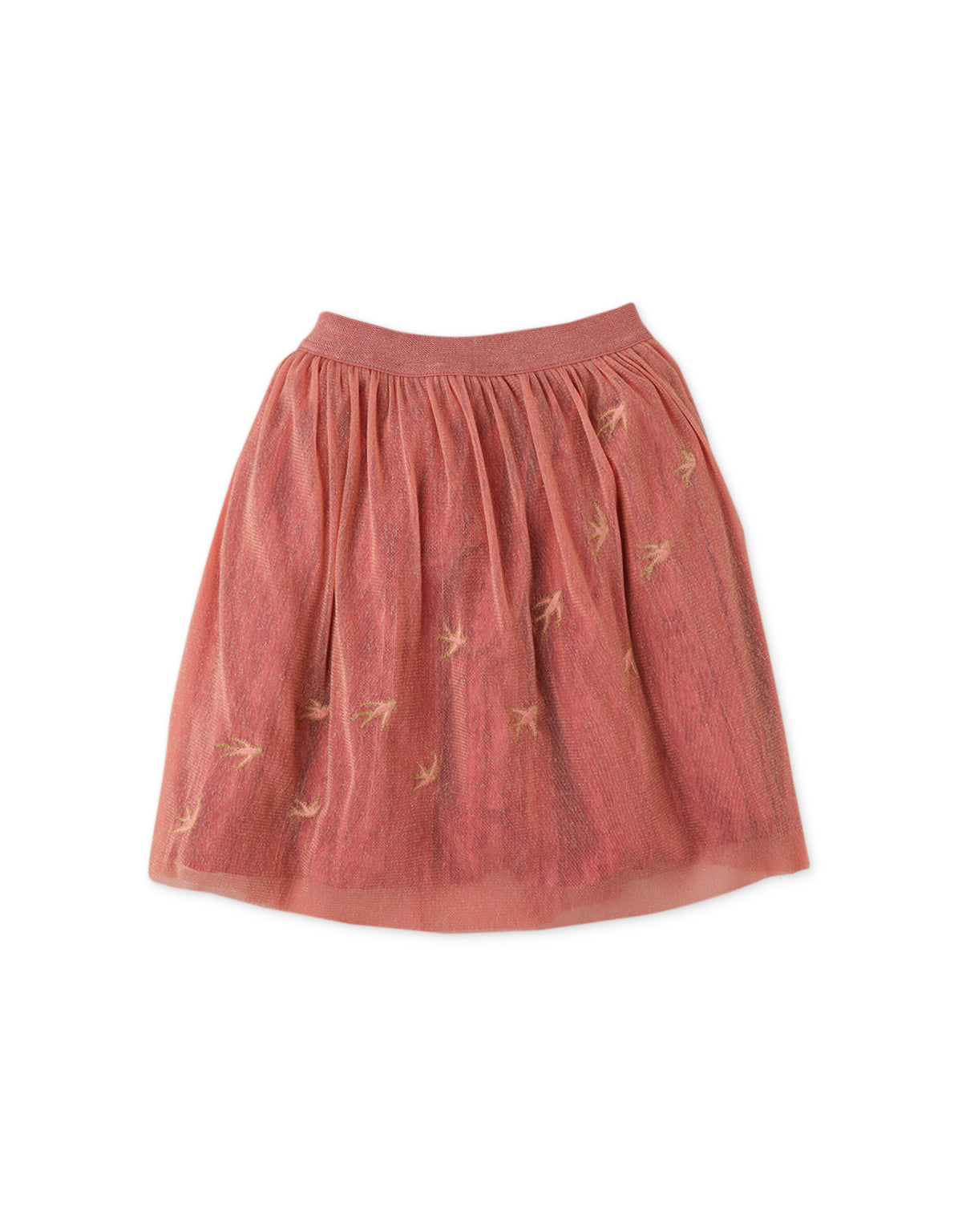 GIRLS VELVET SHIRRED SKIRT WITH EMBROIDERED OVERLAY TULLE