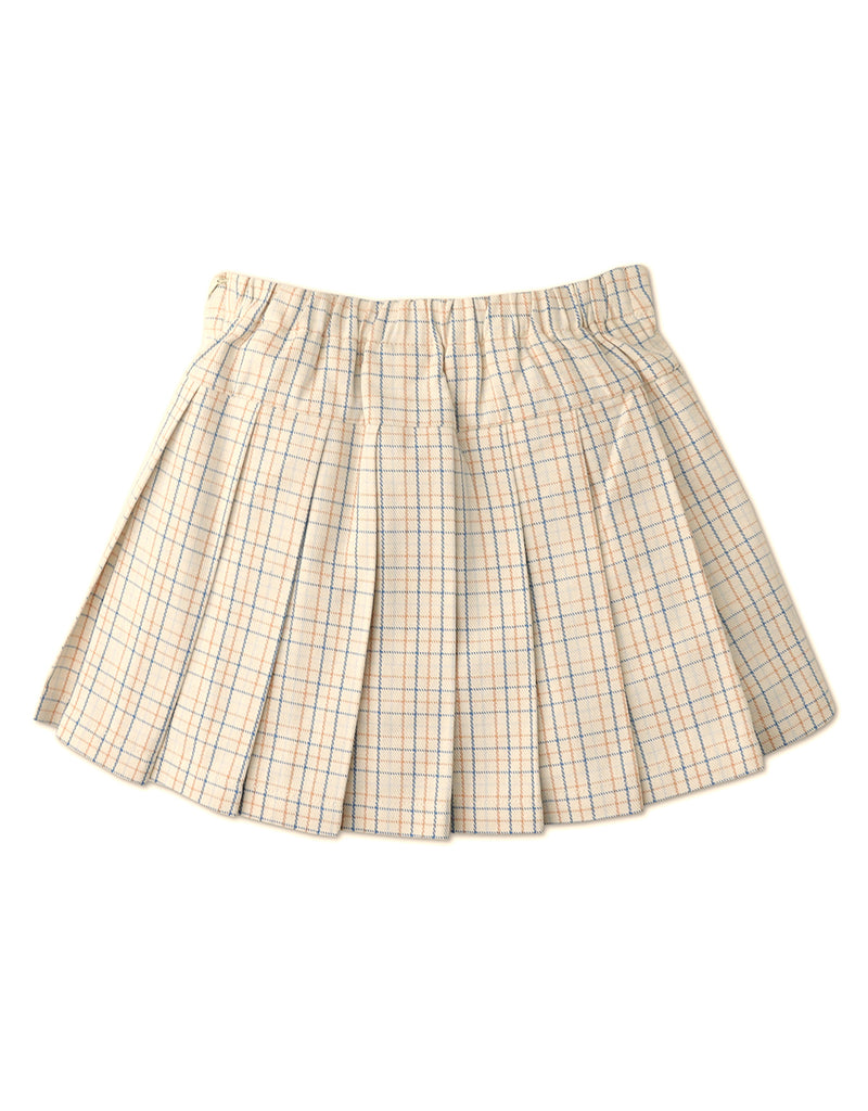 GIRLS CHECKERED PRINT PLEATED SKORTS WITH INNER SHORTS LINING