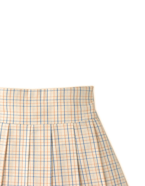 GIRLS CHECKERED PRINT PLEATED SKORTS WITH INNER SHORTS LINING