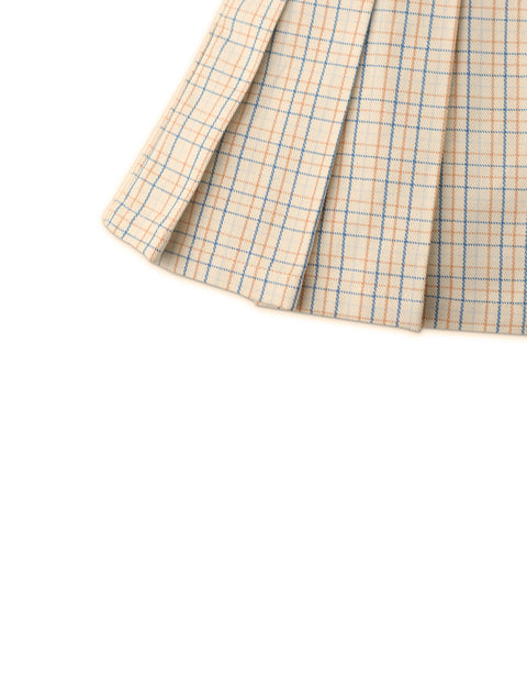 GIRLS CHECKERED PRINT PLEATED SKORTS WITH INNER SHORTS LINING