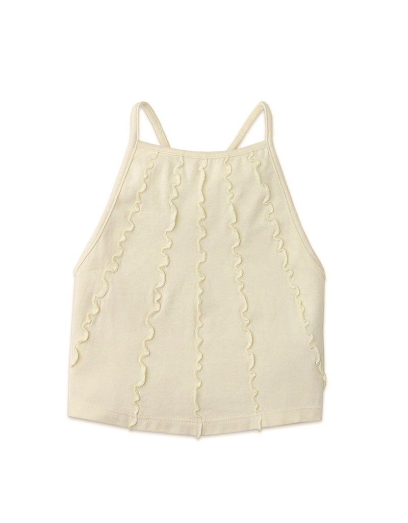 GIRLS RUFFLED RIBBED STRAPPY TANK TOP