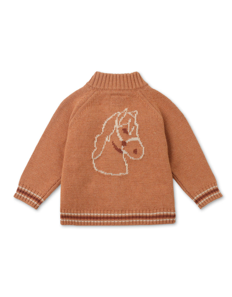 BABY BOYS STALLION INTARSIA KNIT CARDIGAN