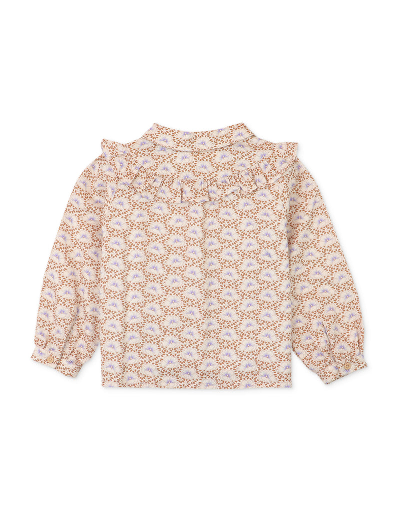BABY GIRLS FLORAL PRINT COLLARED BLOUSE WITH RUFFLES