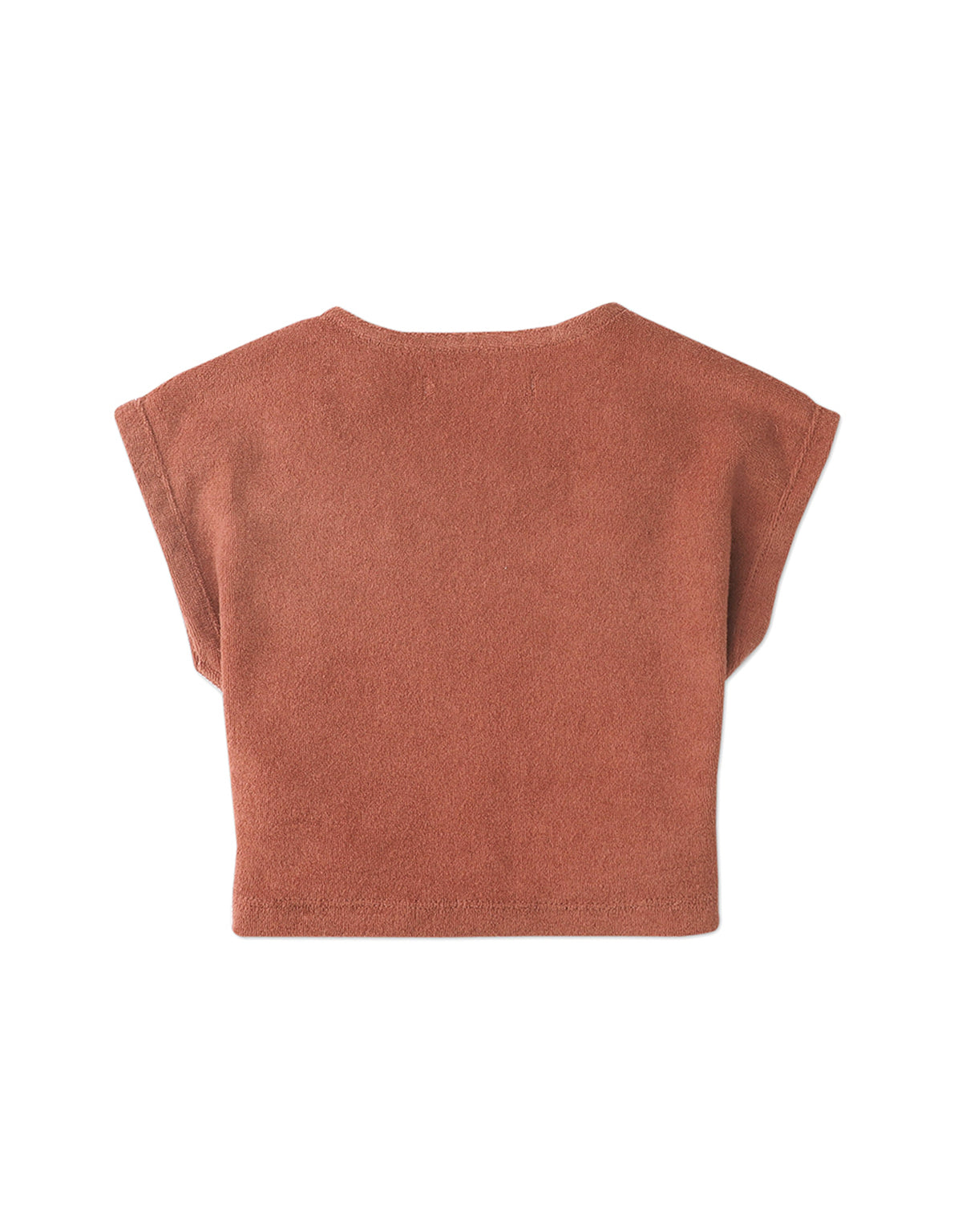 BABY GIRLS TERRY TOWEL BOAT NECK TOP WITH ANCHOR EMBROIDERY DETAIL