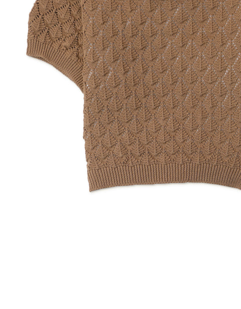 BABY GIRLS POINTELLE KNITTED TOP WITH RUFFLE COLLAR
