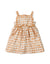 BABY GIRLS EMBROIDERED GINGHAM EYELET DRESS WITH TASSEL