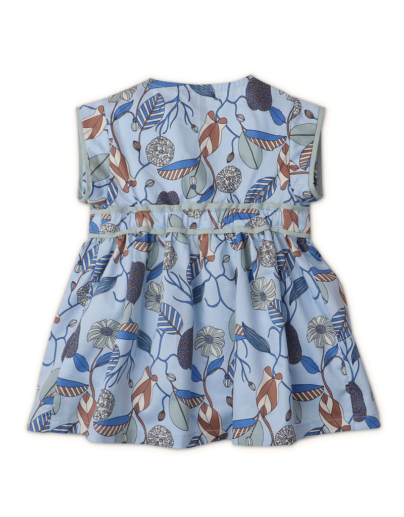 BABY GIRLS PERROQUET PRINTED DRESS WITH SHOULDER BUTTON OPENING