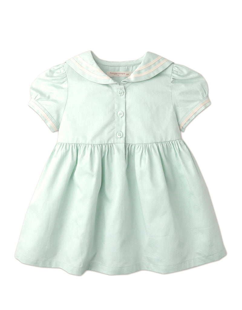 BABY GIRLS SAILOR COLLAR DRESS WITH BUTTON OPENING