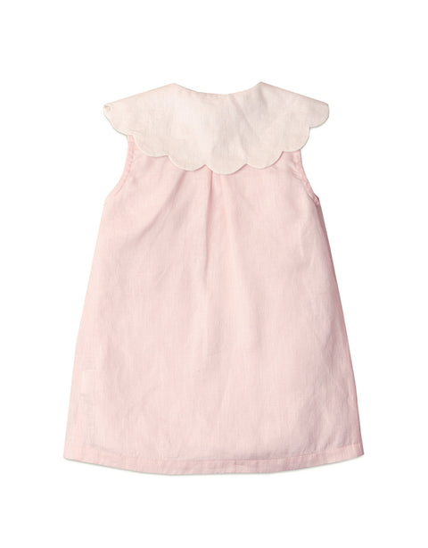 BABY GIRLS WRAP SHIFT DRESS WITH CONTRAST COLLAR