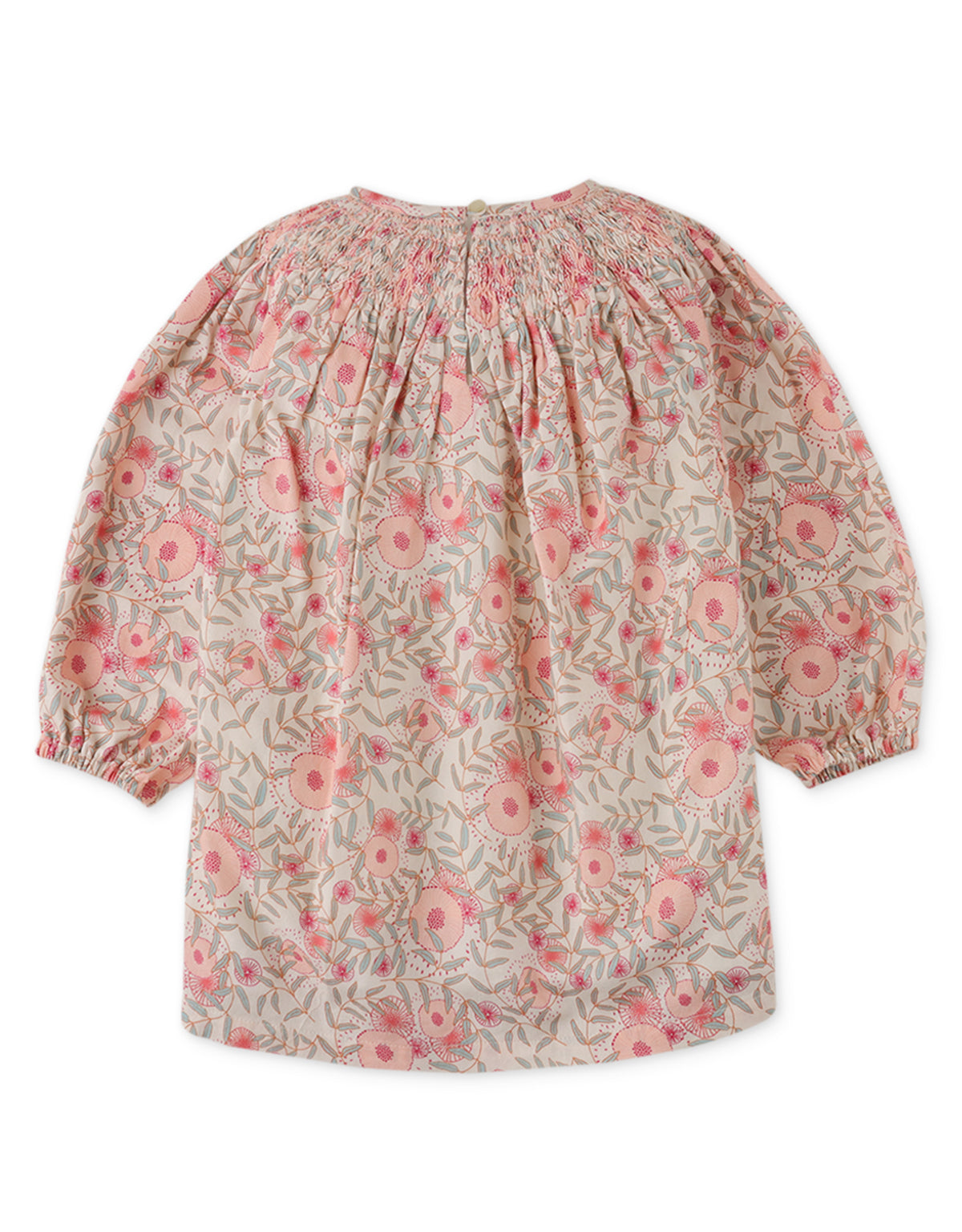 BABY GIRLS FLORAL PRINT DRESS WITH SMOCKING