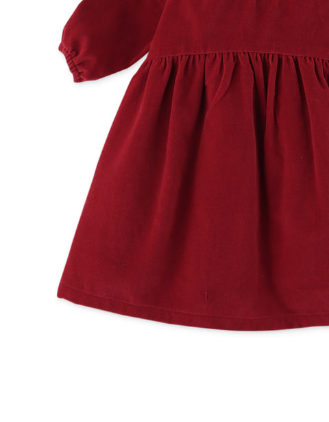 BABY GIRLS VELVET DRESS WITH LACE COLLAR