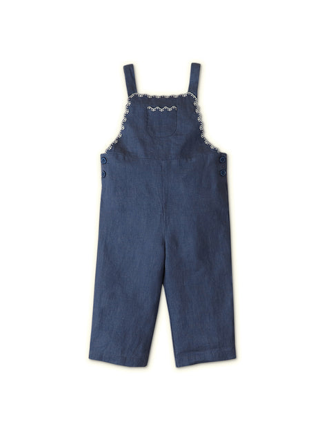 BABY GIRLS EMBROIDERED SCALLOP JUMPSUIT & INNER RIBBED TEE