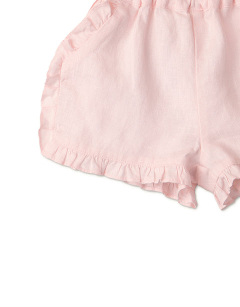 BABY GIRLS RUFFLES SHORTS WITH CHERRY EMBROIDERY