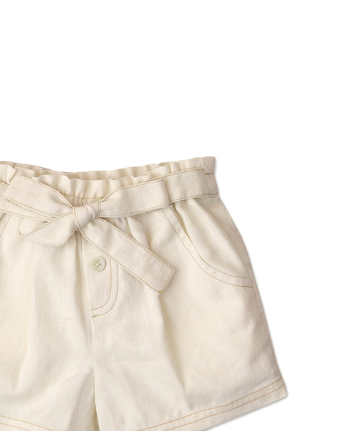 BABY GIRLS PAPERBAG SHORTS WITH SELF FABRIC BELT