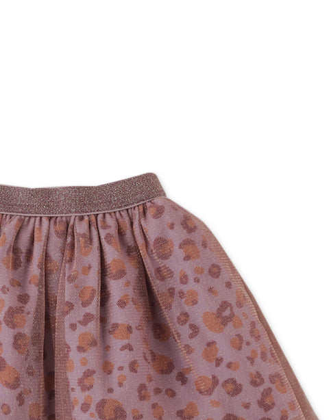 BABY GIRLS GLITTERED TULLE OVER ANIMAL PRINT SKIRT