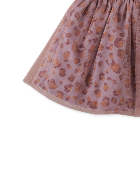 BABY GIRLS GLITTERED TULLE OVER ANIMAL PRINT SKIRT
