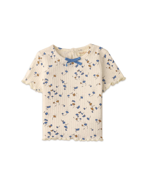 BABY GIRLS DISTY PRINT RIBBED BABY TEE