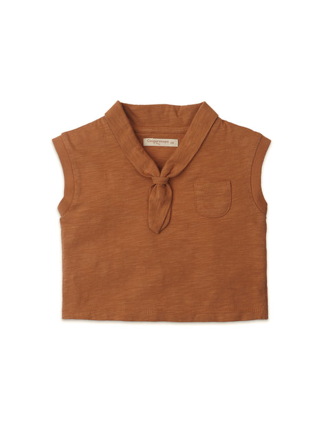 BABY GIRLS PLAIN COLOR COLLARED SLEEVELESS TOP WITH POCKET